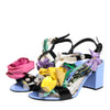 Dolce & Gabbana Multicolor Floral Appliqué Crystal Sandal Shoes