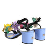 Dolce & Gabbana Multicolor Floral Appliqué Crystal Sandal Shoes