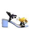 Dolce & Gabbana Multicolor Floral Appliqué Crystal Sandal Shoes