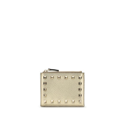 Valentino Garavani Gold Calf Leather Bos Taurus Wallet