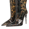 Dolce & Gabbana Leopard Print PVC Pointed Toe Boots Shoes