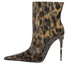 Dolce & Gabbana Leopard Print PVC Pointed Toe Boots Shoes