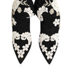 Dolce & Gabbana Black White Embroidered Jersey Stiletto Boots Shoes