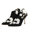 Dolce & Gabbana Black White Embroidered Jersey Stiletto Boots Shoes