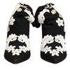 Dolce & Gabbana Black White Embroidered Jersey Stiletto Boots Shoes