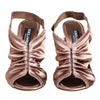 Dolce & Gabbana Bronze Satin Ruched Slingback Sandals Shoes