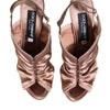 Dolce & Gabbana Bronze Satin Ruched Slingback Sandals Shoes
