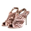 Dolce & Gabbana Bronze Satin Ruched Slingback Sandals Shoes