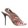 Dolce & Gabbana Bronze Satin Ruched Slingback Sandals Shoes