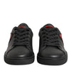 Dolce &amp; Gabbana Schwarze Leder-Sneaker mit Kristallherzen