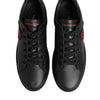 Dolce &amp; Gabbana Schwarze Leder-Sneaker mit Kristallherzen