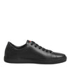 Dolce &amp; Gabbana Schwarze Leder-Sneaker mit Kristallherzen