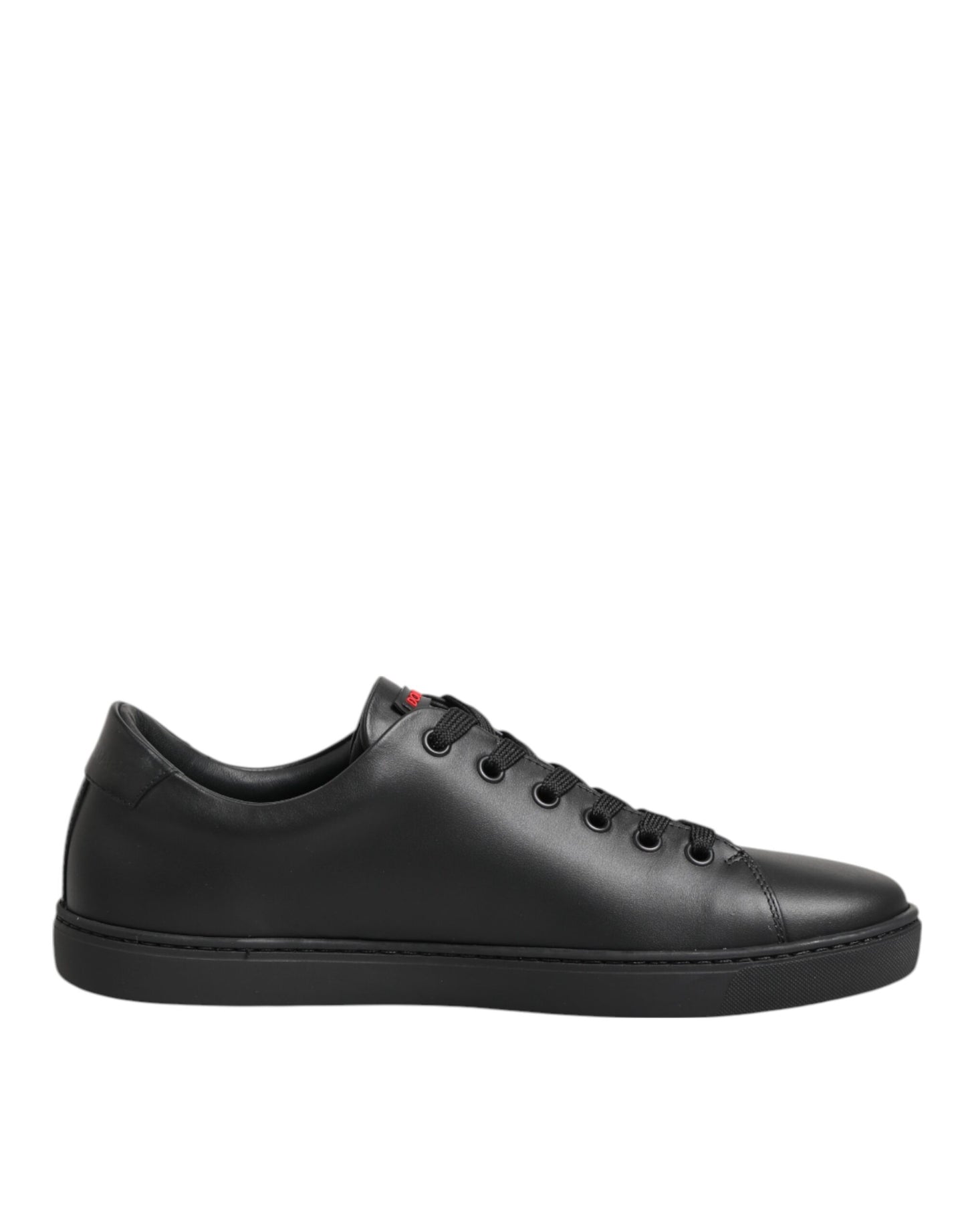 Dolce &amp; Gabbana Schwarze Leder-Sneaker mit Kristallherzen