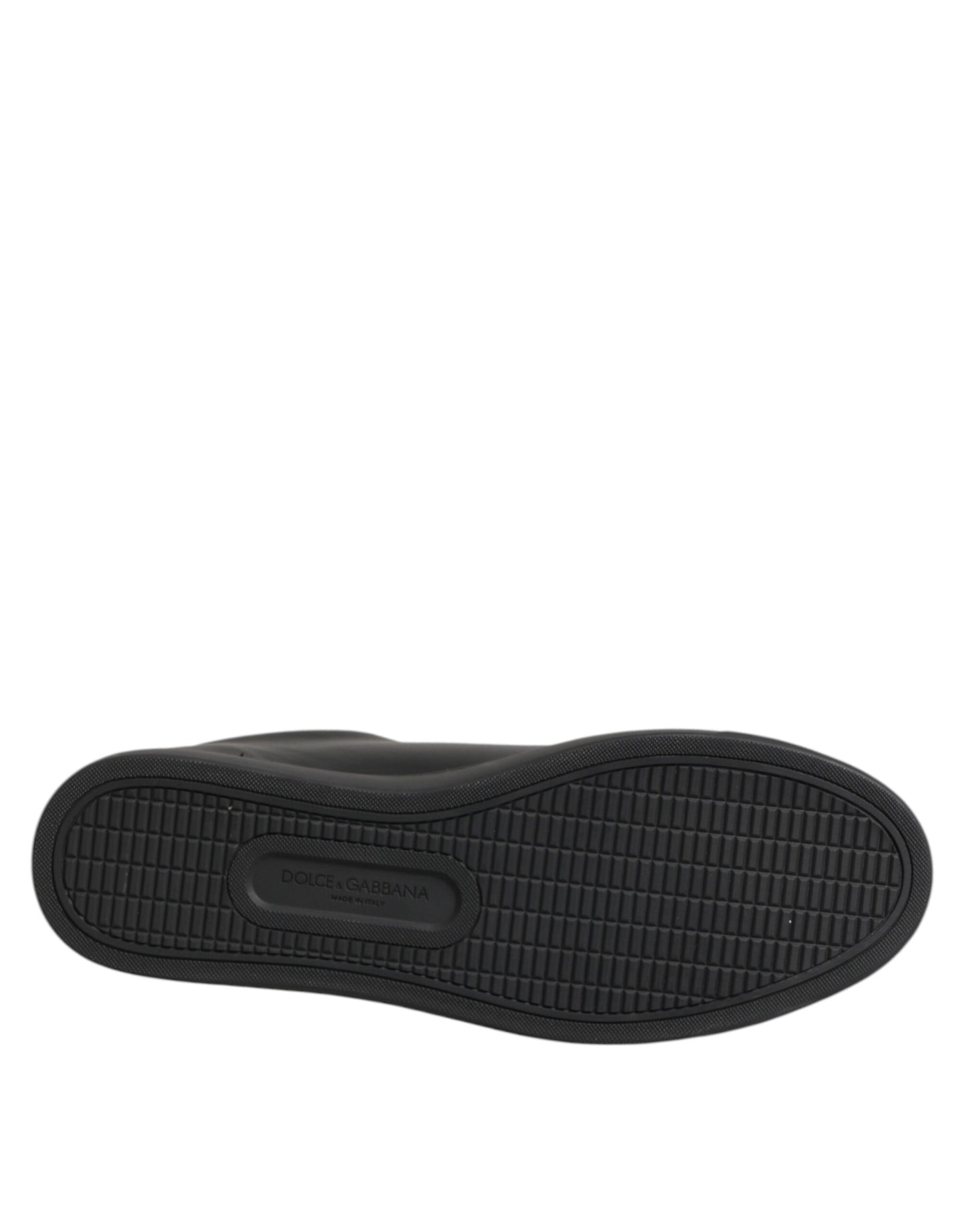 Dolce &amp; Gabbana Schwarze Leder-Sneaker mit Kristallherzen