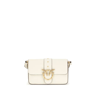 PINKO White Calf Leather Bos Taurus Shoulder Bag