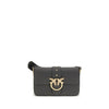 PINKO Black Calf Leather Bos Taurus Shoulder Bag