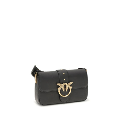 PINKO Black Calf Leather Bos Taurus Shoulder Bag