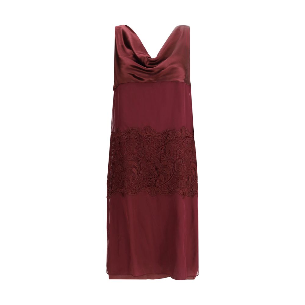 Ferragamo Bordeaux Seiden-Cocktailkleid