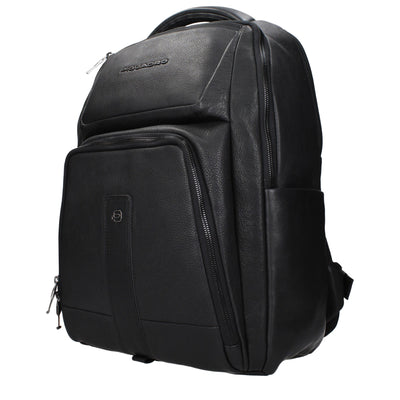 Piquadro Black Leather Backpack