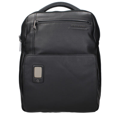Piquadro Black Leather Backpack