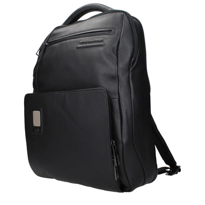 Piquadro Black Leather Backpack