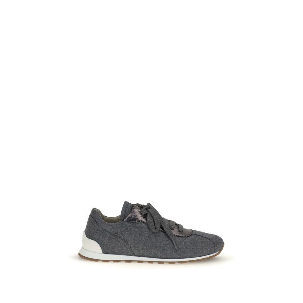 Brunello Cucinelli graue Fleece-Sneaker