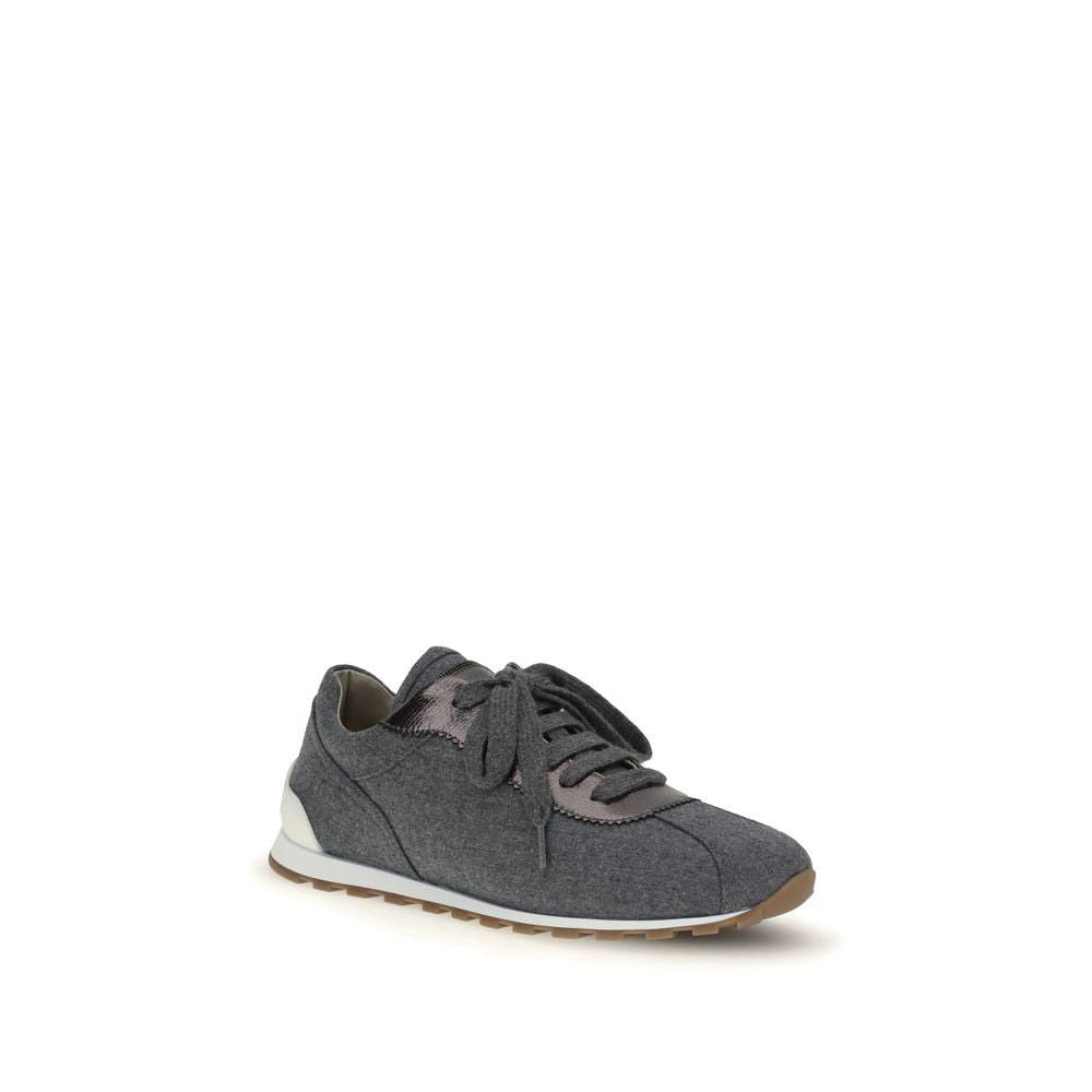 Brunello Cucinelli graue Fleece-Sneaker
