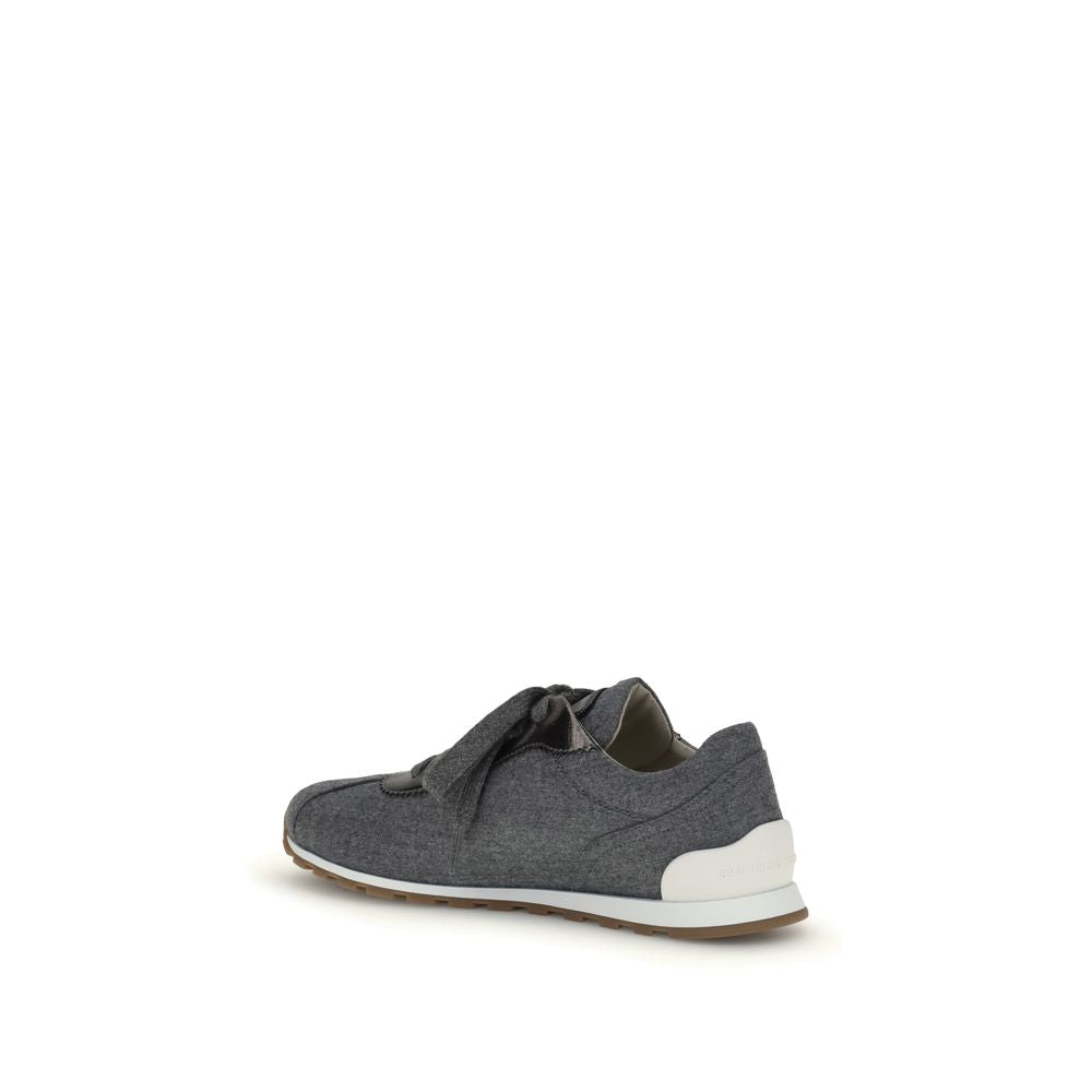 Brunello Cucinelli graue Fleece-Sneaker
