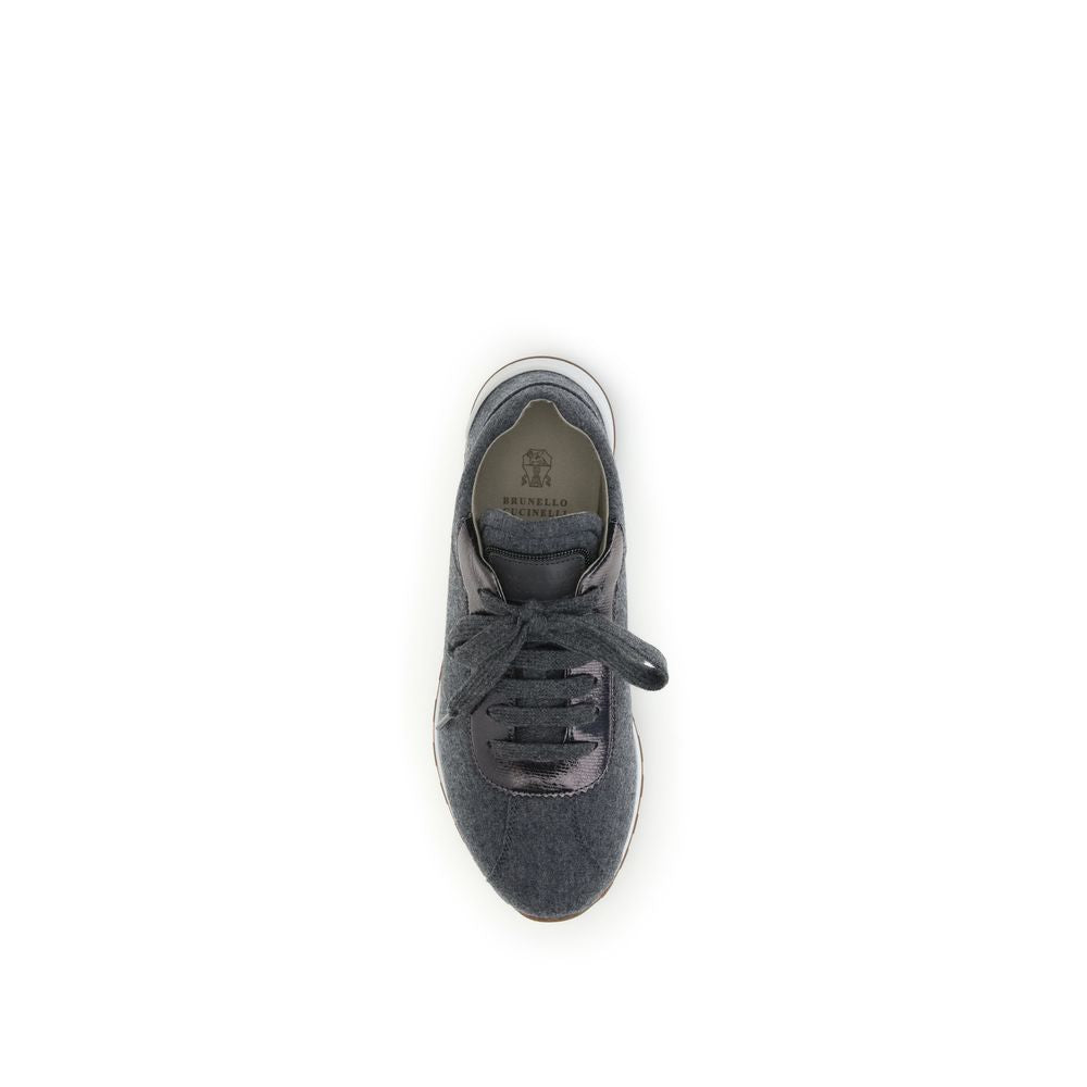 Brunello Cucinelli graue Fleece-Sneaker