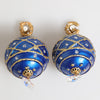 Dolce & Gabbana Gold Brass Blue Christmas Ball Crystal Drop Clip On Earrings