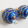 Dolce & Gabbana Gold Brass Blue Christmas Ball Crystal Drop Clip On Earrings