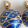 Dolce & Gabbana Gold Brass Blue Christmas Ball Crystal Drop Clip On Earrings