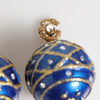 Dolce & Gabbana Gold Brass Blue Christmas Ball Crystal Drop Clip On Earrings