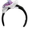 Dolce & Gabbana Black Green Silk Purple White Floral Appliqué Accessory Headband