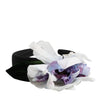 Dolce & Gabbana Black Green Silk Purple White Floral Appliqué Accessory Headband