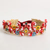 Dolce & Gabbana Red Carretto Multicolor Crystal Gold Tiara Crow Headband