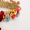 Dolce & Gabbana Red Carretto Multicolor Crystal Gold Tiara Crow Headband
