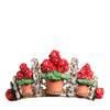 Dolce & Gabbana Red Floral Flowerpot Crystal Gold Crown Tiara Headband