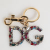 Dolce & Gabbana Multicolor Crystal DG Logo Gold Keychain Charm Keyring
