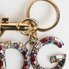 Dolce & Gabbana Multicolor Crystal DG Logo Gold Keychain Charm Keyring