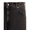 7FOR Black Cotton Straight-Leg Jeans