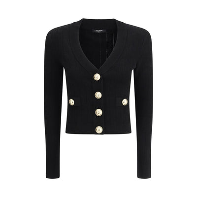 Balmain Black Viscose Cardigan
