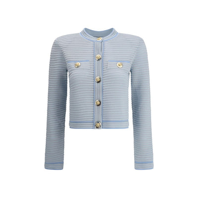 Balmain Light Blue Viscose Cardigan