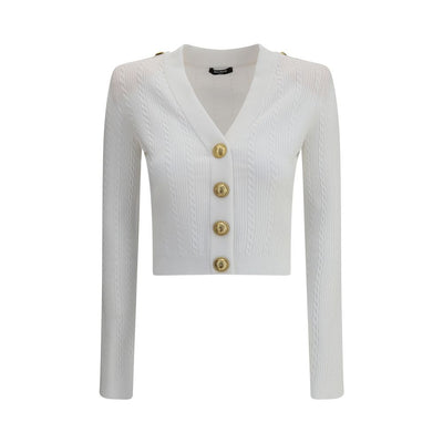 Balmain White Viscose Cardigan