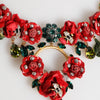 Dolce & Gabbana Red Rose Floral Crystal Embellished Statement Jewelry Necklace