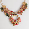 Dolce & Gabbana Red Rose Floral Crystal Embellished Statement Jewelry Necklace