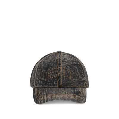 Ganni Gray Cotton Cap (Baseball Hat)