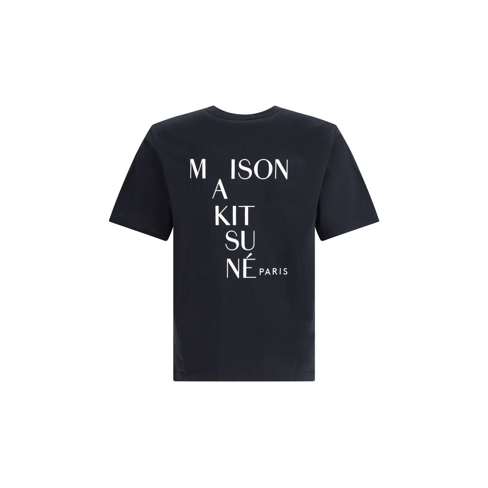 Maison Kitsuné Schwarzes Baumwoll-T-Shirt