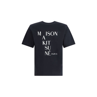 Maison Kitsuné Schwarzes Baumwoll-T-Shirt