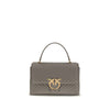 PINKO Gray Calf Leather Bos Taurus Handbag
